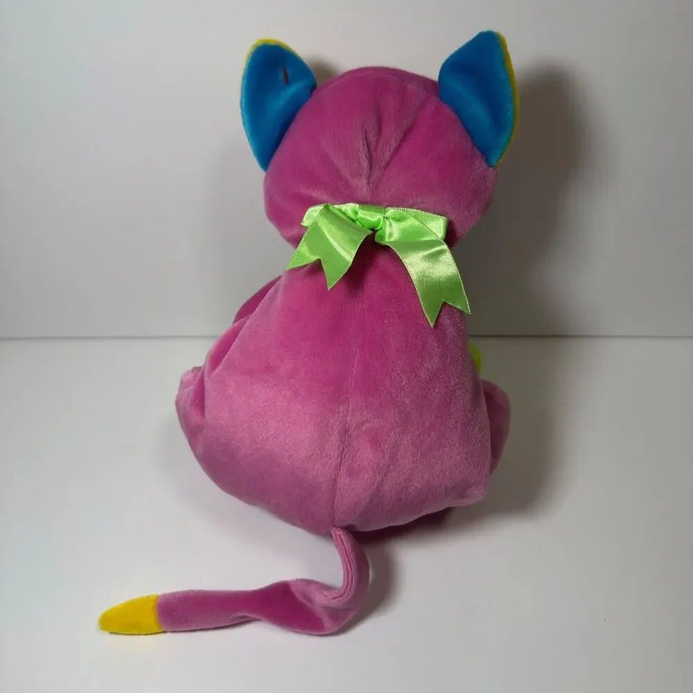 Vintage 1998 Ty Pillow Pals MEOW Pink Cat Plush 14